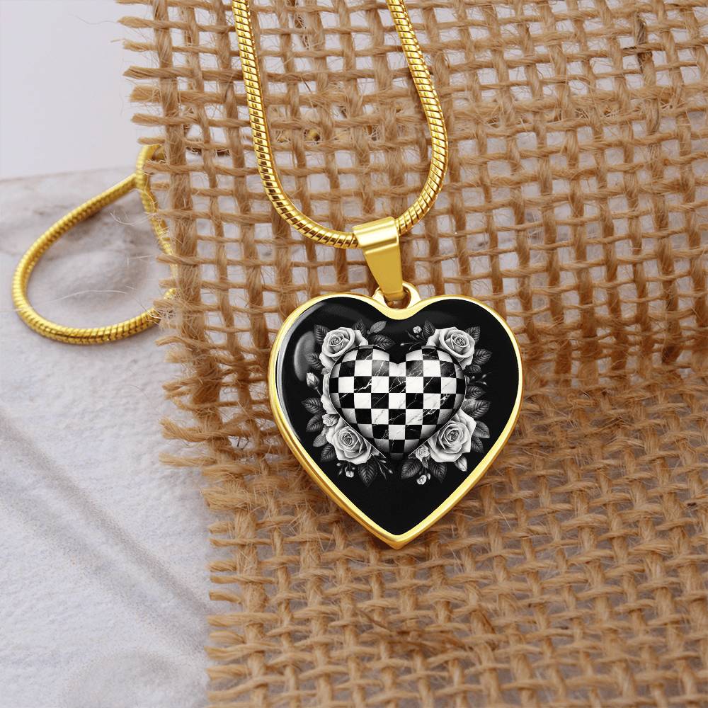 Rose Heart Luxe Necklace in Black & White