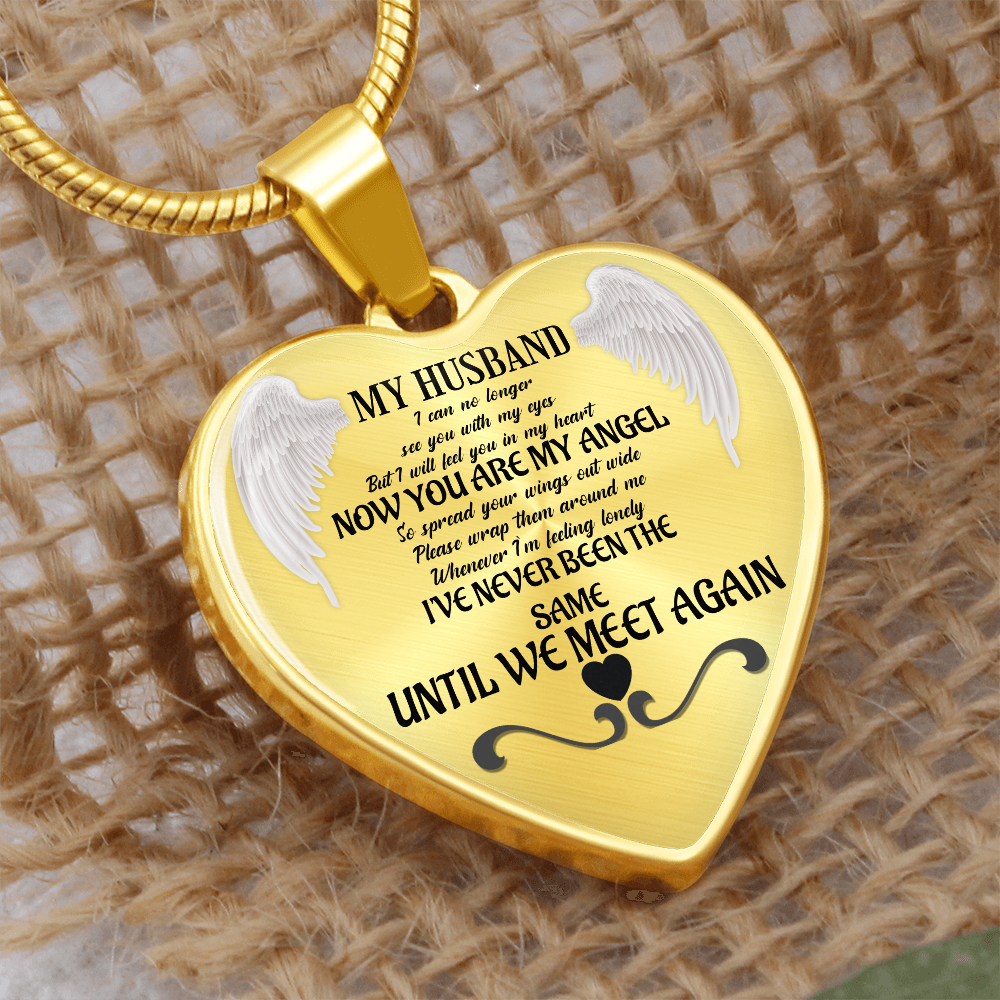 Luxury Heart Necklace: "My Husband, Now You Are My Angel"