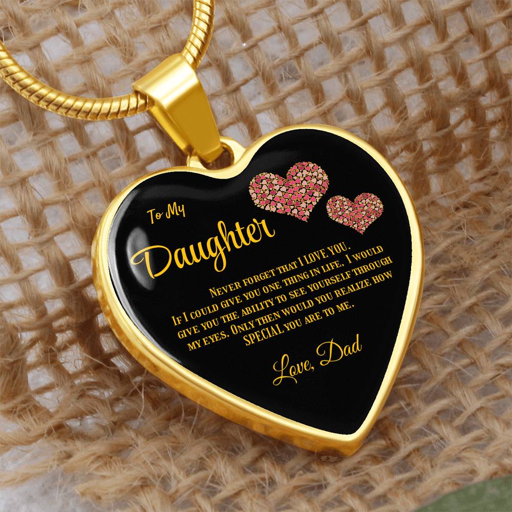 To my Daughter,  love Dad Luxury heart pendant Necklace