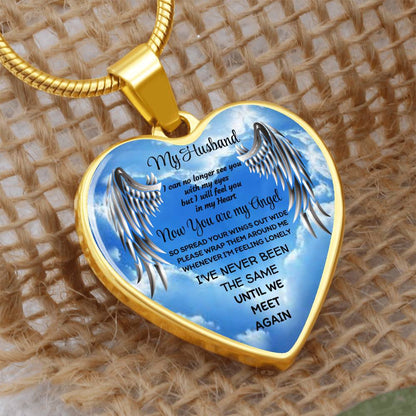 Luxury Heart pendant Necklace my Husband now you are my Angel