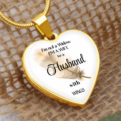 In Loving Memory Husband Necklace – Angel Wings Heart Tribute Jewelry | Elegant Memorial & Sympathy Gift