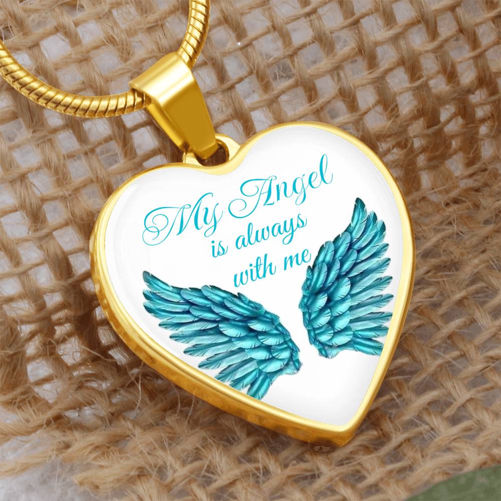 Luxury Heart pendant Necklace My Angel is always with me.