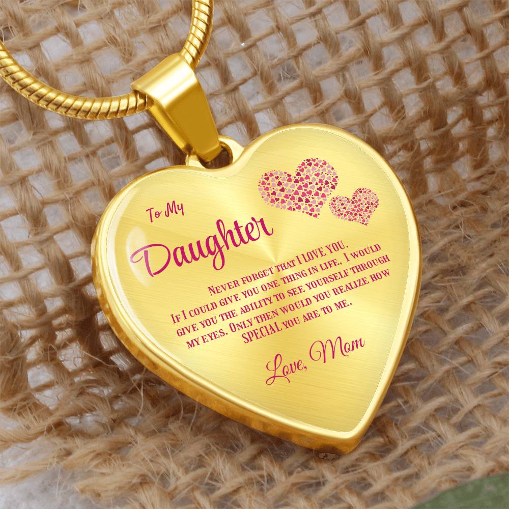 To my Daughter,  love Mom Luxury heart pendant Necklace