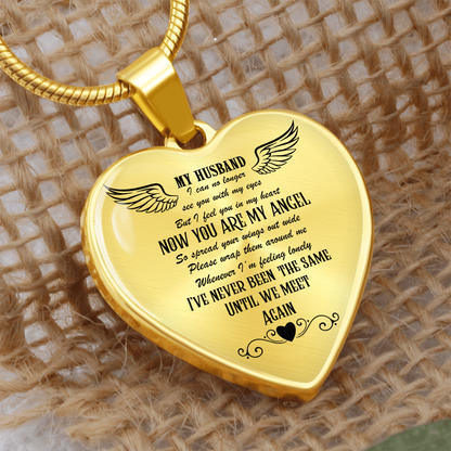 Luxury Graphic Heart Necklace My Husband my Angel