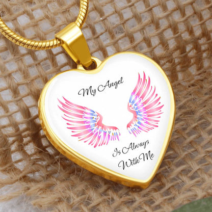 Luxury Heart pendant Necklace My Angel is always with Me.