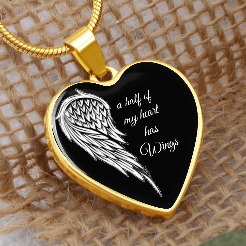 A half of my Heart has Wings Luxury Graphic Heart Necklace