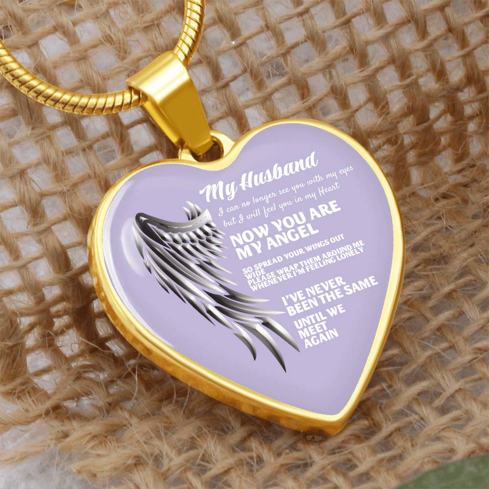 Luxury Heart pendant Necklace My Husband now you are my Angel