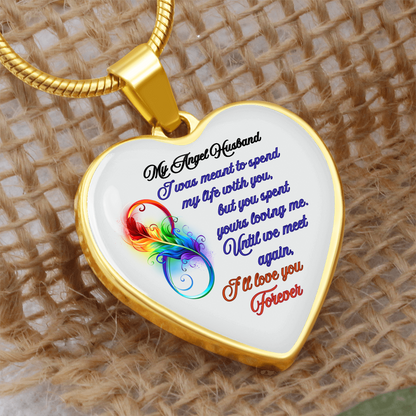 My Husband My Angel- Husband Memorial Heart Pendant Necklace