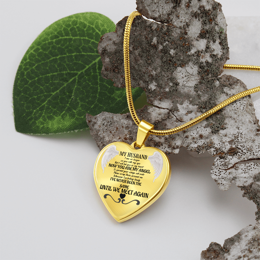 Luxury Heart Necklace: "My Husband, Now You Are My Angel"