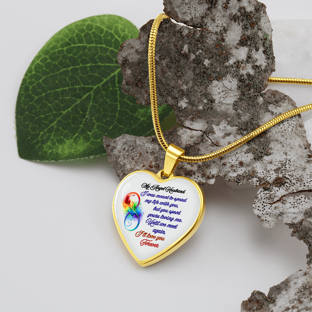 My Husband My Angel- Husband Memorial Heart Pendant Necklace