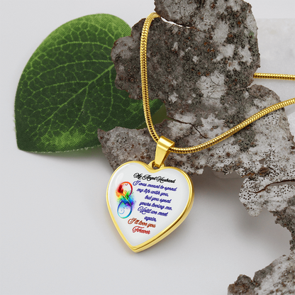 My Husband My Angel- Husband Memorial Heart Pendant Necklace