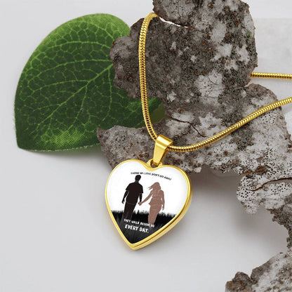 Those we love don't go away they walk beside us every day  Luxury heart pendant Necklace