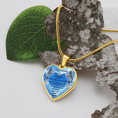 My Husband Angel Heart Pendant Necklace: Luxury Memorial Jewelry