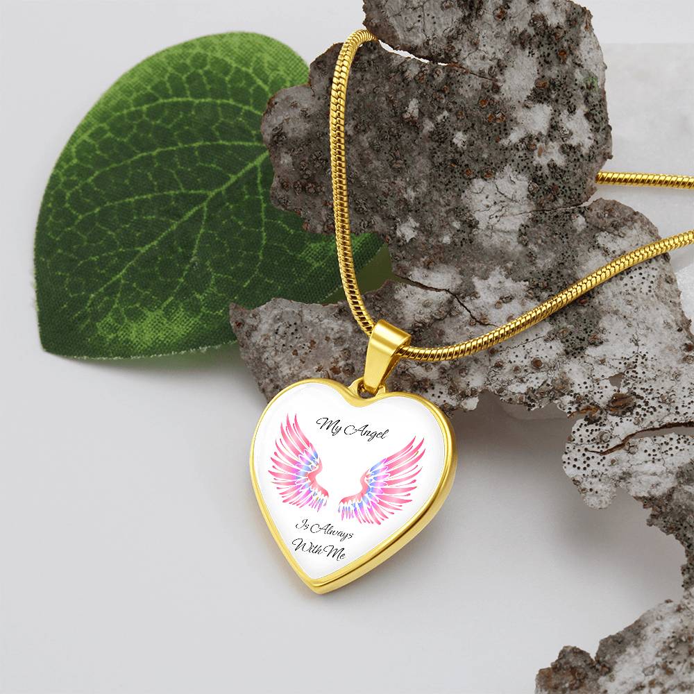 Luxury Heart pendant Necklace My Angel is always with Me.