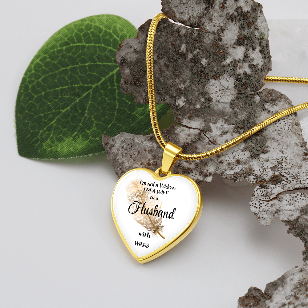 In Loving Memory Husband Necklace – Angel Wings Heart Tribute Jewelry | Elegant Memorial & Sympathy Gift