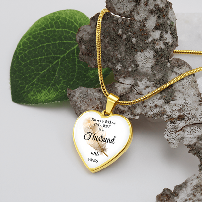 In Loving Memory Husband Necklace – Angel Wings Heart Tribute Jewelry | Elegant Memorial & Sympathy Gift