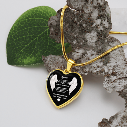 Dad Memorial Luxury Graphic Heart Pendant  Necklace: "Until We Meet Again"