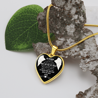 Graphic Heart Necklace My Husband now you are my Angel