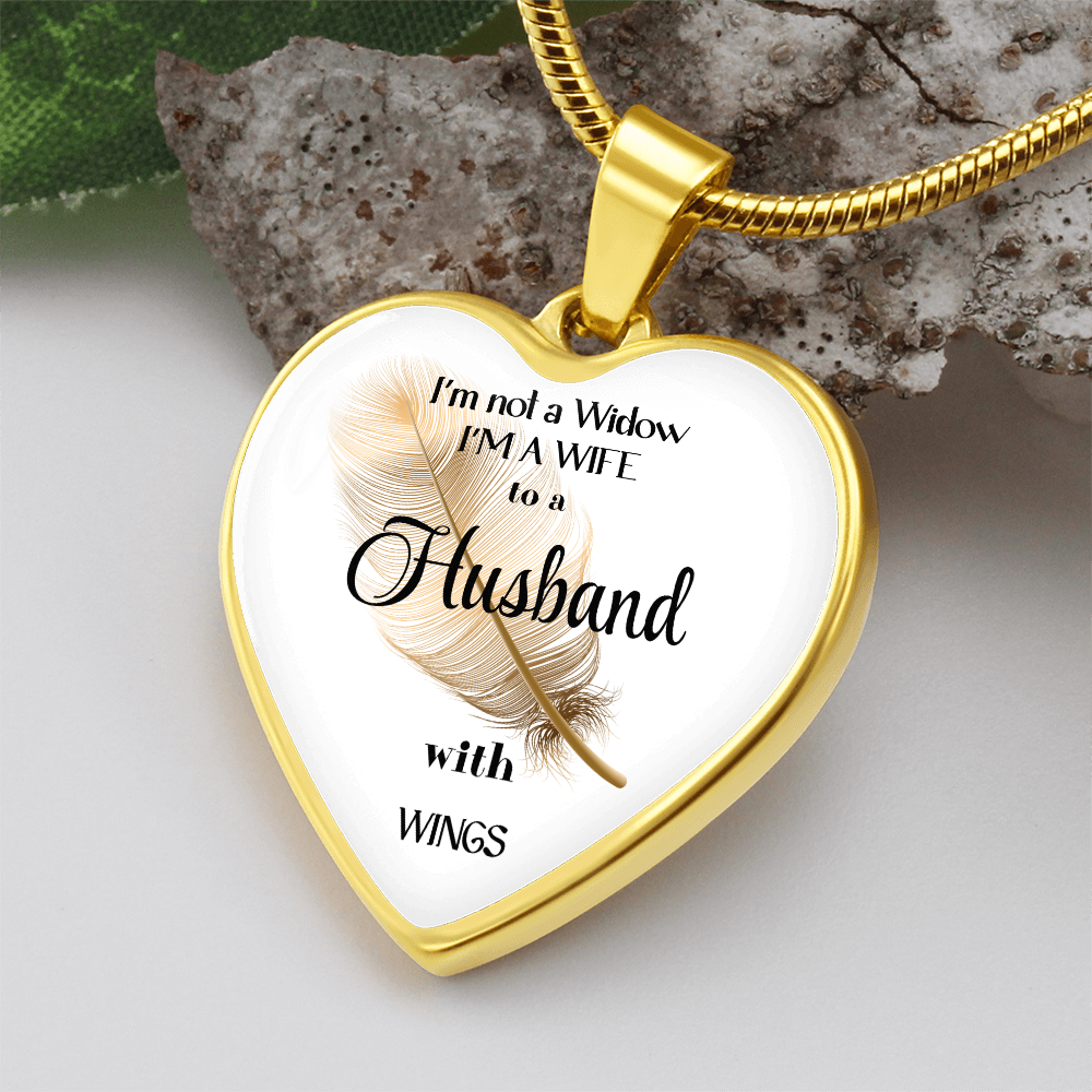 In Loving Memory Husband Necklace – Angel Wings Heart Tribute Jewelry | Elegant Memorial & Sympathy Gift