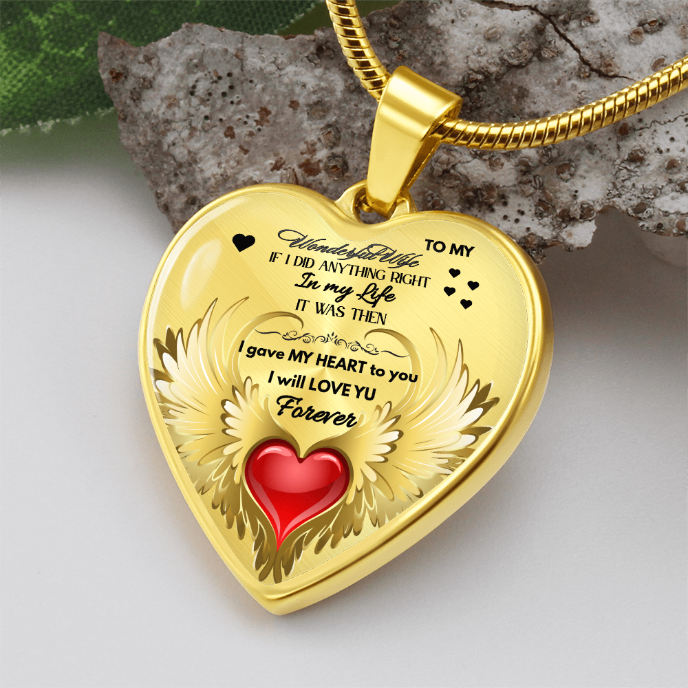 To My Wonderful Wife Angel Wings Necklace – Love Gift for Wife, Romantic Jewelry for Anniversary, Birthday or Valentine's Day