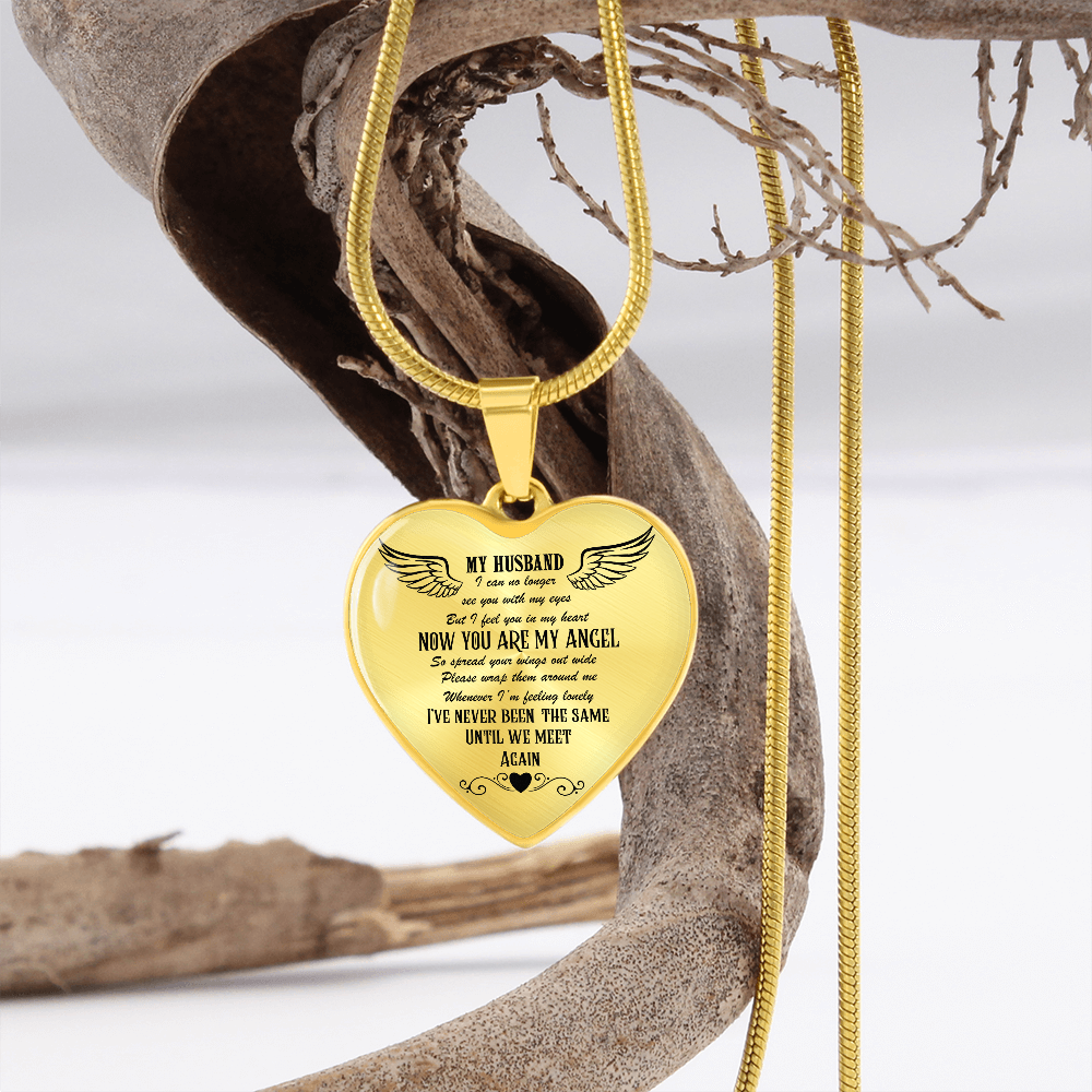 Luxury Graphic Heart Necklace My Husband my Angel