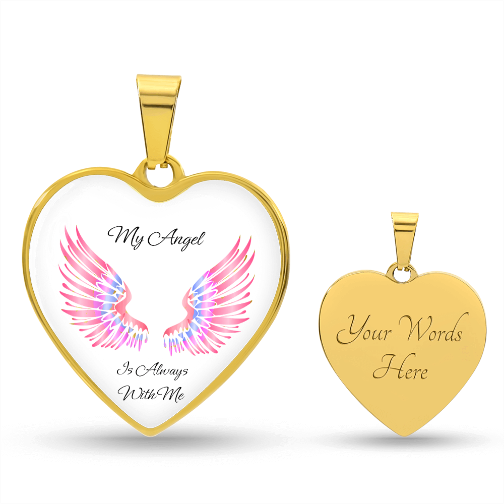 Luxury Heart pendant Necklace My Angel is always with Me.