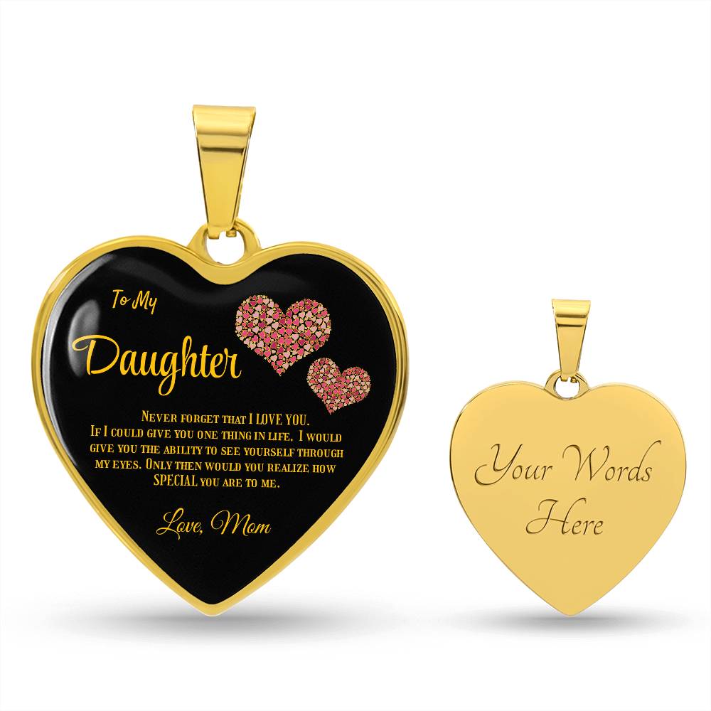 To my Daughter,  love Mom  Luxury heart pendant Necklace