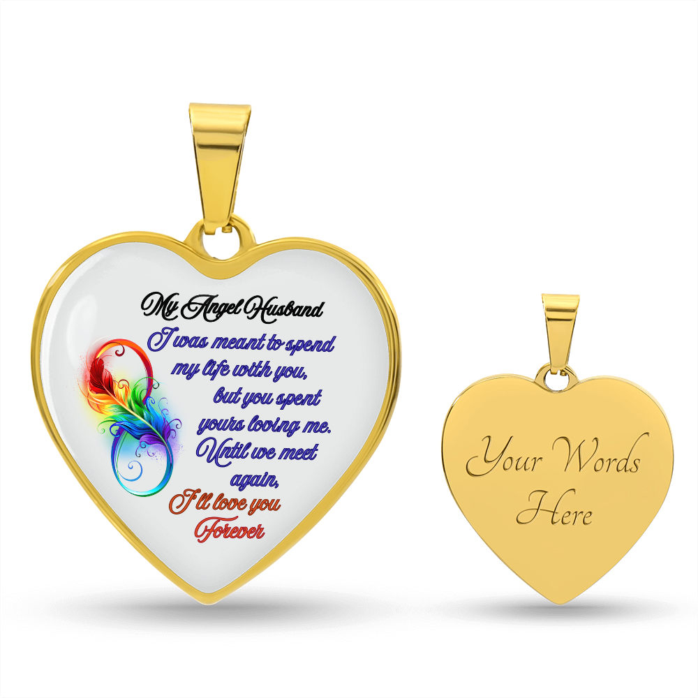 My Husband My Angel- Husband Memorial Heart Pendant Necklace