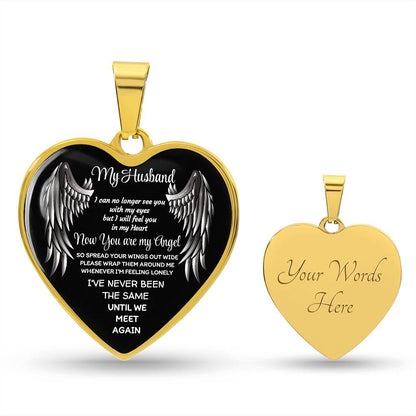 Luxury Heart pendant Necklace My Husband now you are my Angel