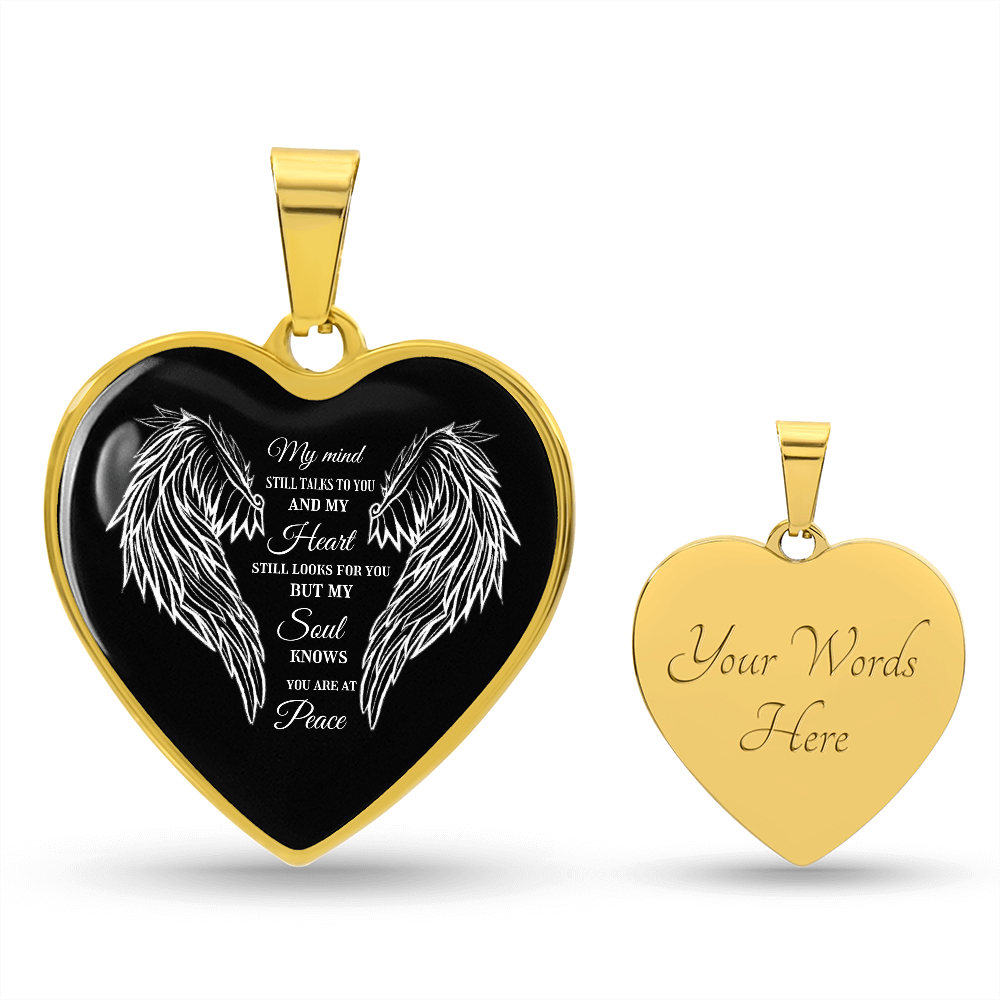 Luxury Graphic Heart Necklace Angel Wings You are at Peace