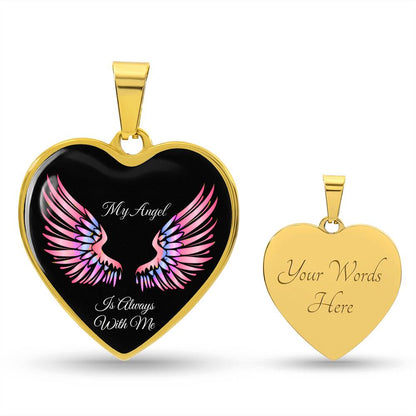 Luxury Heart pendant Necklace My Angel is always with Me