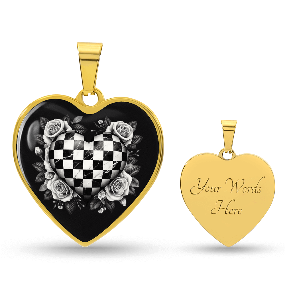 Rose Heart Luxe Necklace in Black & White