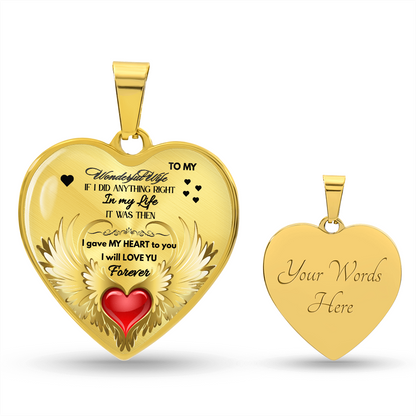To My Wonderful Wife Angel Wings Necklace – Love Gift for Wife, Romantic Jewelry for Anniversary, Birthday or Valentine's Day