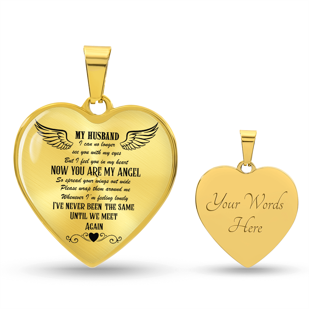 Luxury Graphic Heart Necklace My Husband my Angel