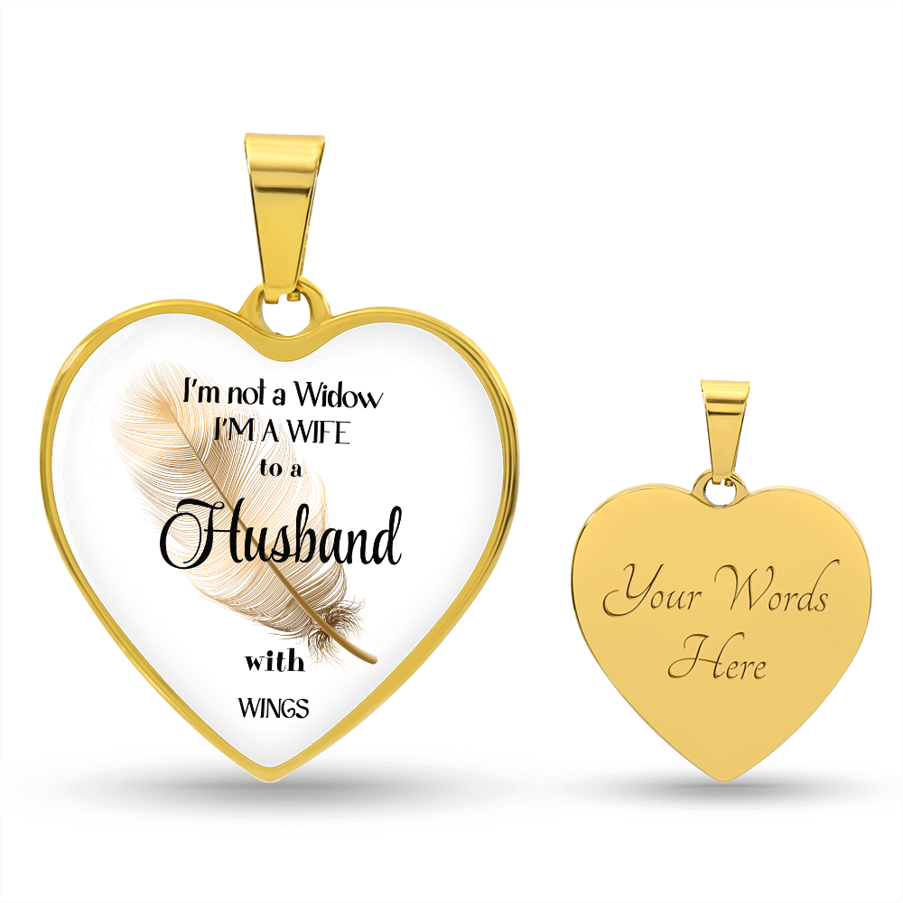 In Loving Memory Husband Necklace – Angel Wings Heart Tribute Jewelry | Elegant Memorial & Sympathy Gift