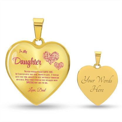 To my Daughter, love Dad Luxury heart pendant Necklace