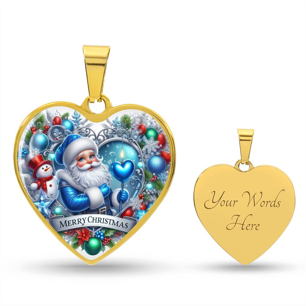 Luxury Heart Necklace – Merry Christmas Graphic Design | Holiday Jewelry Gift for Women