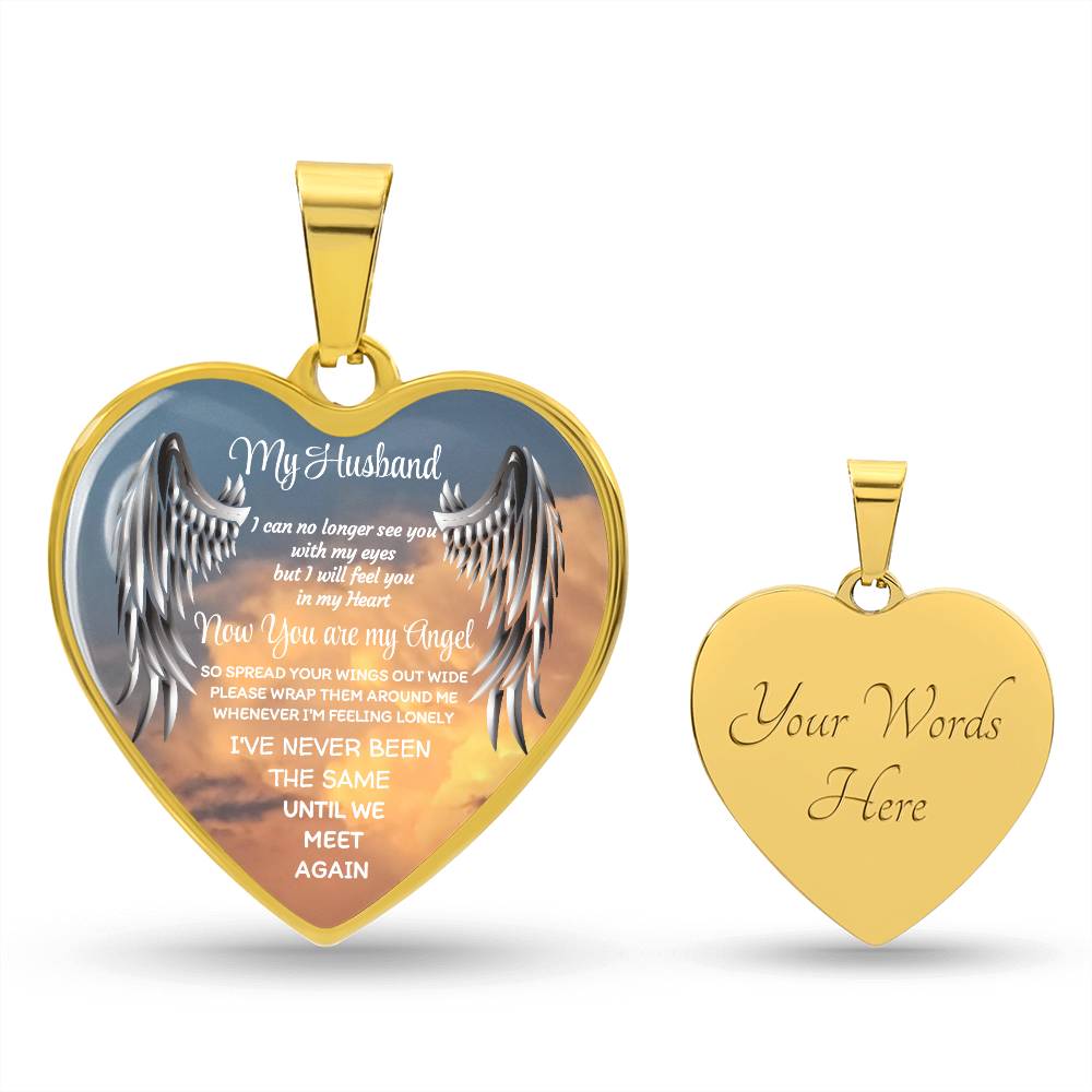 Luxury Heart pendant Necklace my Husband now you are my Angel