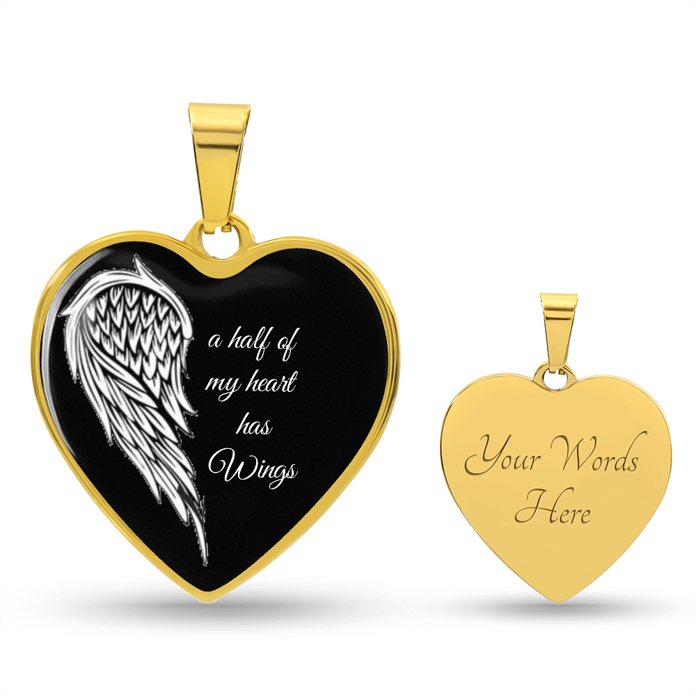 A half of my Heart has Wings Luxury Graphic Heart Necklace