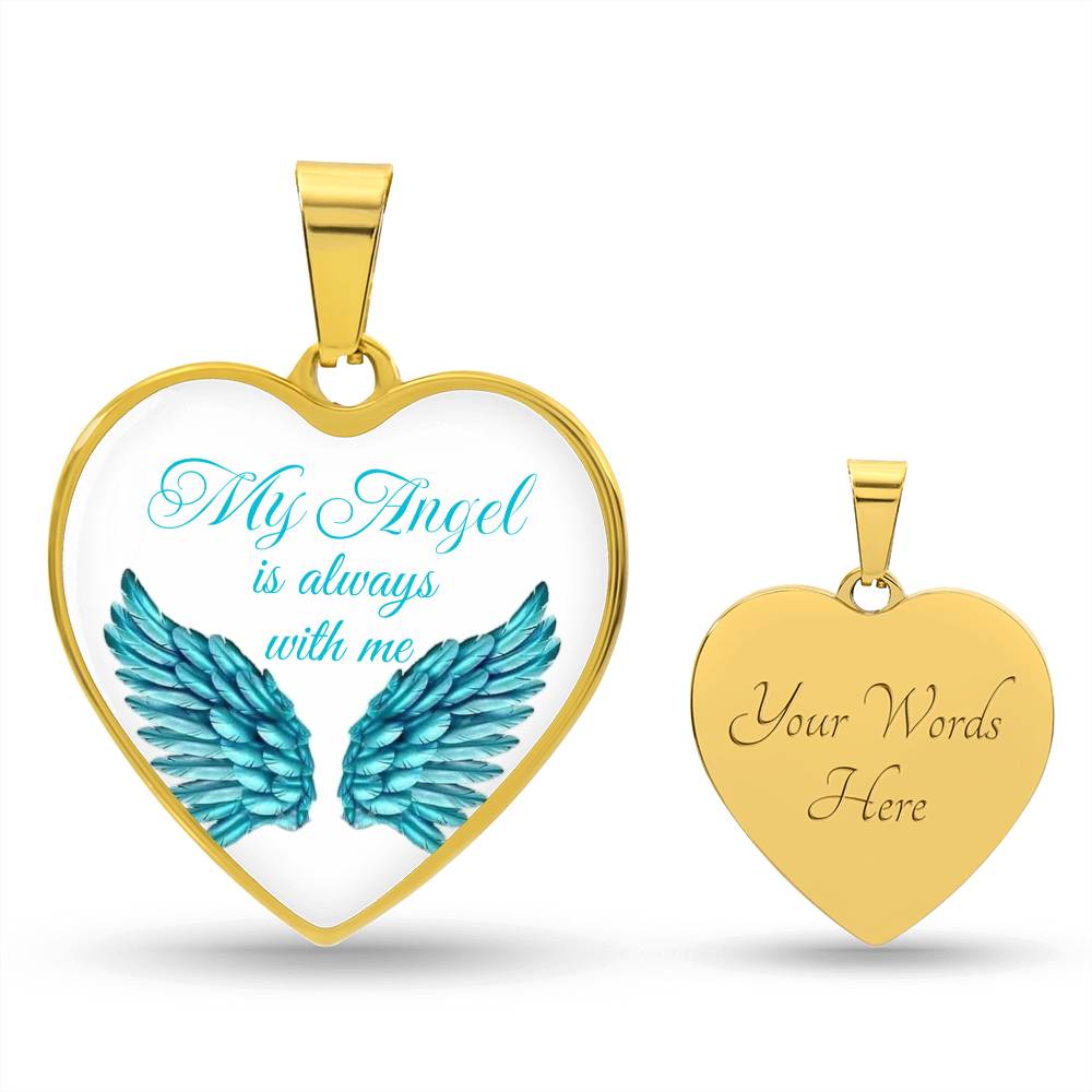 Luxury Heart pendant Necklace My Angel is always with me.