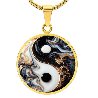 Luxury Yin Yang Circle Necklace – Modern Minimalist Pendant for Her | Designer Jewelry Gift