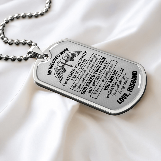 Luxury Graphic Memorial Tag Necklace – Custom Engraved Keepsake for Widower