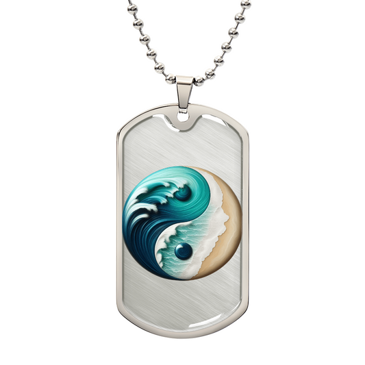 Yin Yang Tag Necklace Turquoise  Nature-Inspired Zen Jewelry – Spiritual Gift for Him Mindfulness & Balance Symbol Pendant