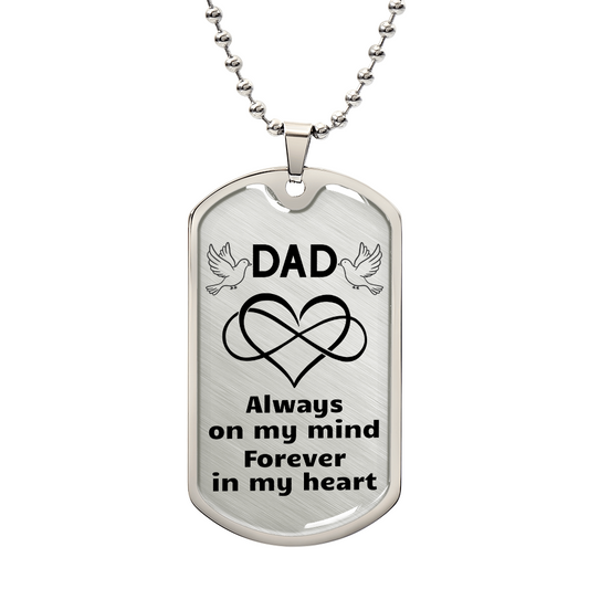 Dad Memorial Tag Necklace – Remembrance Sympathy Gift for Loss of Father