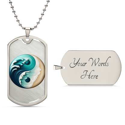 Yin Yang Tag Necklace Turquoise  Nature-Inspired Zen Jewelry – Spiritual Gift for Him Mindfulness & Balance Symbol Pendant