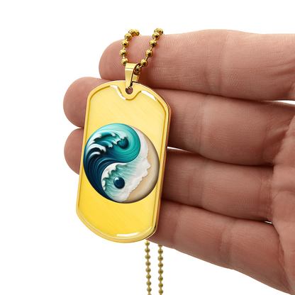 Yin Yang Tag Necklace Turquoise  Nature-Inspired Zen Jewelry – Spiritual Gift for Him Mindfulness & Balance Symbol Pendant