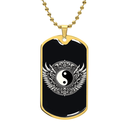 Luxury Graphic  Tag Necklace Blacka and White Yin Yang