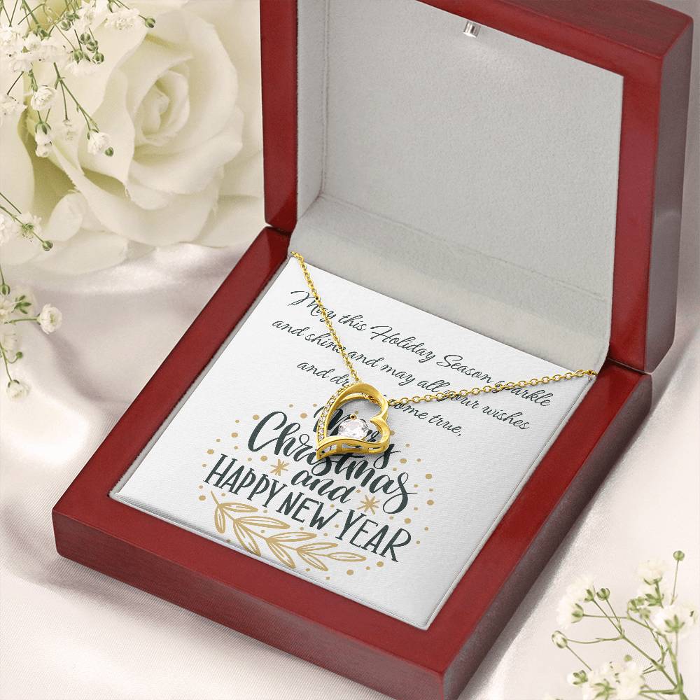 Forever Love Necklace with Merry Christmas and Happy New Year message card