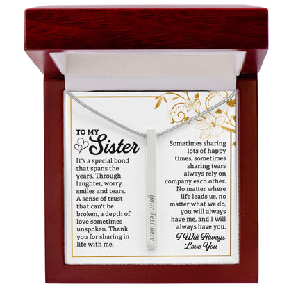 Engraved 4-Sided Stick Necklace To my Sister by ShineOn Fulfillment
