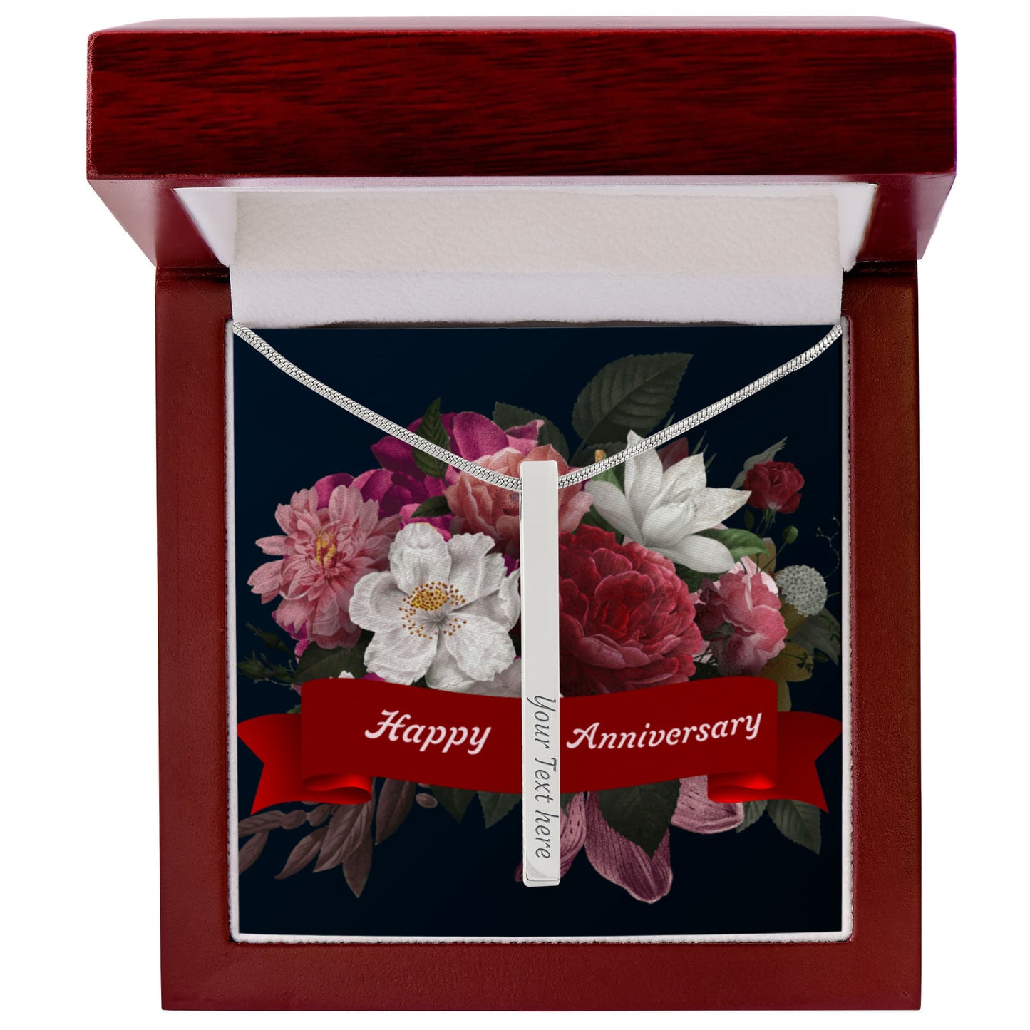 Happy Anniversary – Engraved 4-Sided Stick Necklace | Personalized Romantic Gift by ShineOn Fulfillment